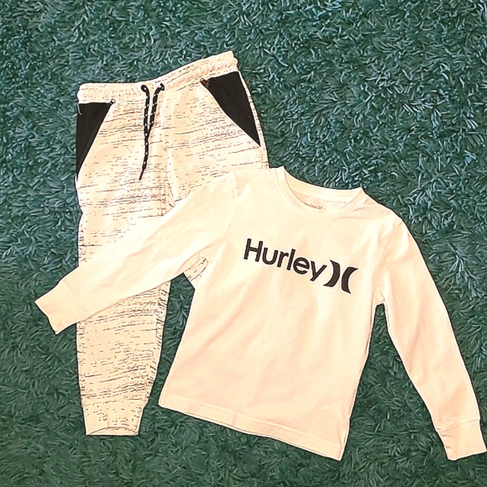 Hurley, White & Black Fleece Jogging Set, Boys, Size 4-5yrs